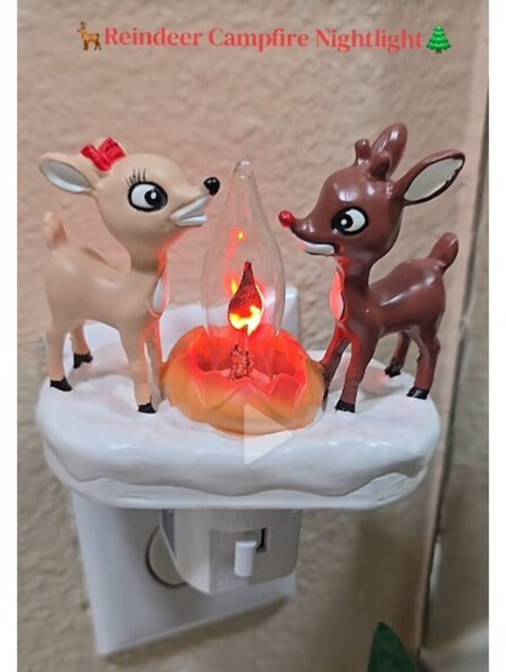 Christmas Reindeer Campfire Flickering Night Light Rudolf